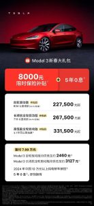 Tesla Unveils Its Largest Discount Ever: 8,000 Yuan Insurance Subsidy Now Applies to All Variants of the Model 3