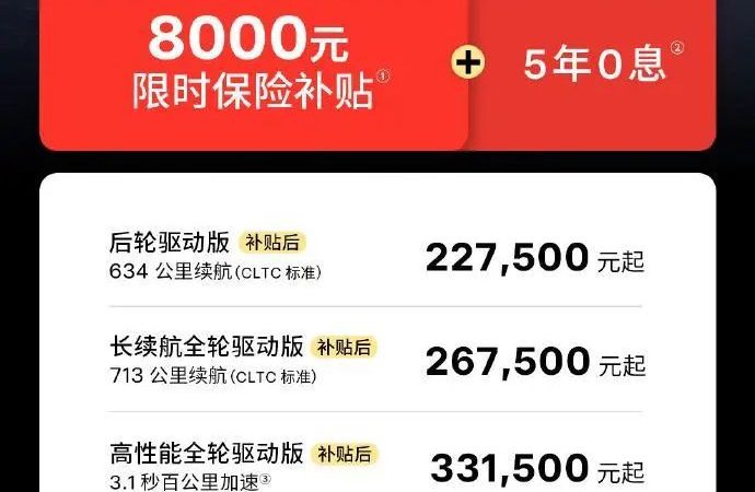 Tesla Unveils Its Largest Discount Ever: 8,000 Yuan Insurance Subsidy Now Applies to All Variants of the Model 3